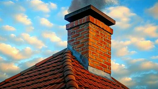 A capped flue drawing cleanly at dusk