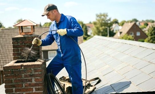 Line going down the flue head at a capped chimney